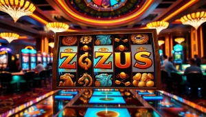 Rasakan Slot Zeus dengan grafis petir yang mendebarkan dan nuansa kasino yang kaya dalam adegan yang hidup ini.
