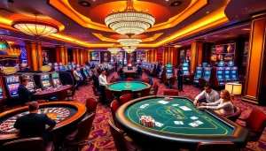 Experience the thrill of gambling at https://okwin68.net/ with sleek casino tables and lively players enjoying their games.