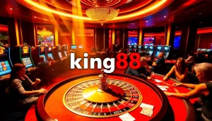 king88 players enjoy exciting games at a vibrant casino with roulette and slot machines