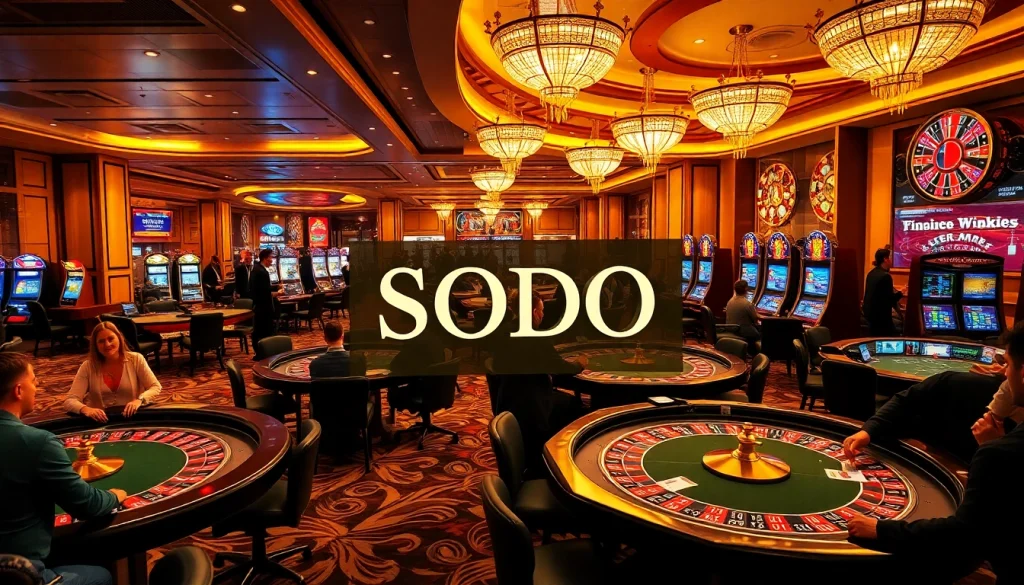 Exciting gameplay at SODO Casino showcasing vibrant tables and enthusiastic gamblers.