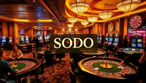 Exciting gameplay at SODO Casino showcasing vibrant tables and enthusiastic gamblers.