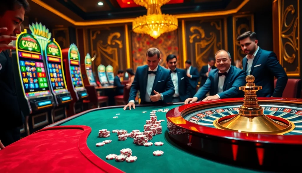 Experience the thrill of MM88 with vibrant casino visuals showcasing slot machines and excitement.