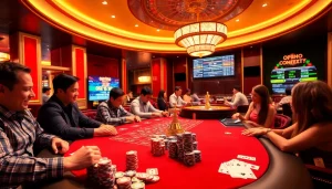 Experience the thrill of gambling at open88 com with an engaging poker table and vibrant atmosphere.