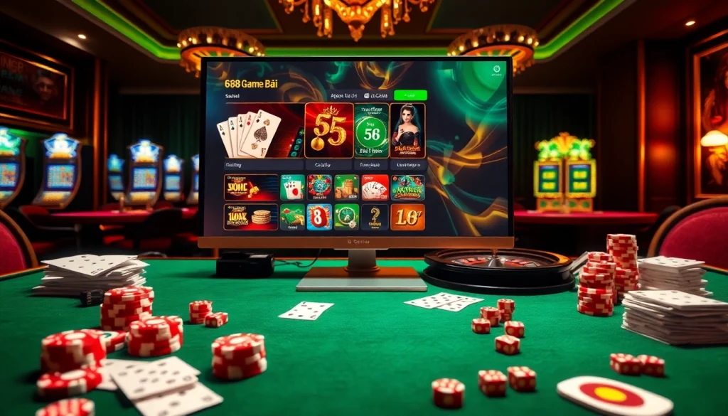 Experience the thrill of 68 Game Bài with an online gambling setup featuring poker, slots, and roulette.