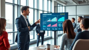 Visual representing founder leadership insights through a professional business leader collaborating with a diverse team.