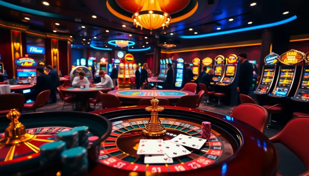Experience the thrill of the rr88 link with vibrant casino gaming action including slots, roulette, and poker.