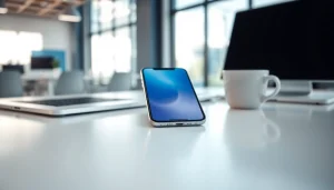 Presentando el iPhone 17 Air con diseño moderno y detalles vibrantes en un entorno tecnológico.