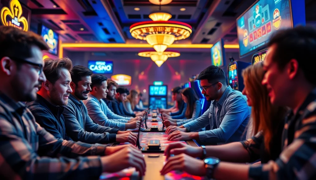 Exciting gaming atmosphere featuring online casino players at https://789beta2.com/ enjoying poker, sports betting, and slots.