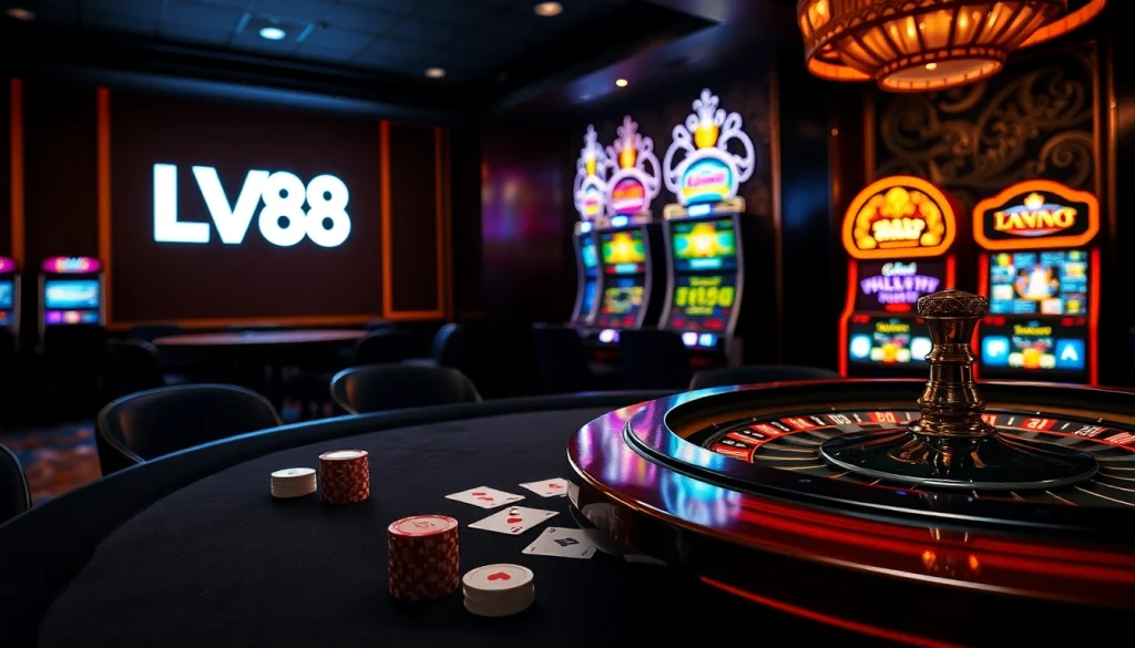 Players enjoying table games at LV88 casino, highlighting thrilling gambling action.