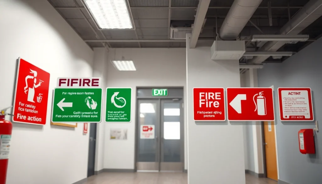 Highlighting fire action signs Nairobi in a professional office setting for safety awareness.