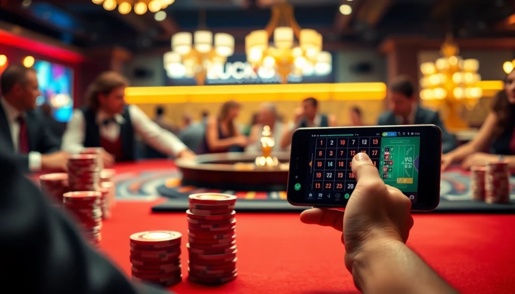 Players enjoying a lively blackjack game at LUCK8 Casino amidst a luxurious atmosphere.