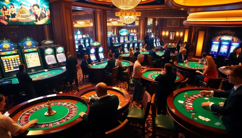 Players enjoying a thrilling MMOO gaming experience at a vibrant casino table.