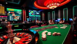 Experience the thrill of gaming at XX88 with vibrant poker chips and a roulette wheel.