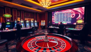 Rasakan atmosfer mendebarkan di aurendezvousdesamis.com dengan meja kasino yang penuh warna dan pemain sedang beraksi.