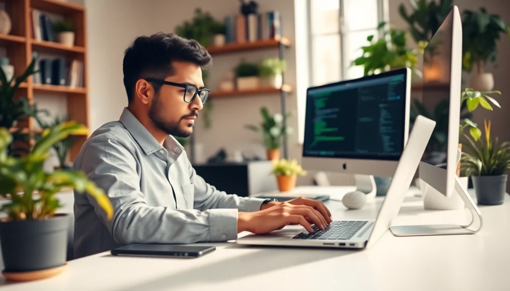 Remote python jobs showcased with a software developer focused at a modern desk.