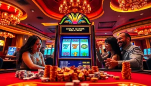 Experience the excitement of slot gacor nekatwin at a lively casino scene filled with gambling activities.