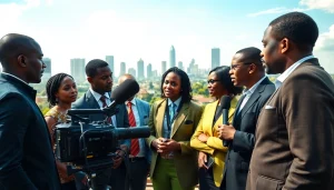 Covering Kenya News Today, diverse journalists engage in lively discussions in Nairobi.