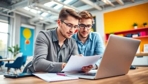 Klynt user engaged in digital content creation in a vibrant office space.