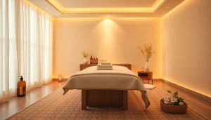 편안한 장식과 부드러운 조명으로 편안한 하남마사지 치료실.