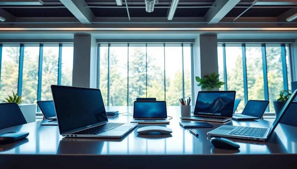 Showcasing innovative gadgets of fab u tech in a modern office environment.