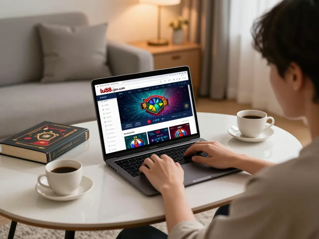 Engaging online betting experience on lu88.jpn.com with stylish home setup.