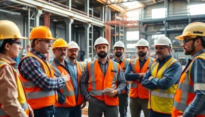 Highlighting construction safety training, workers actively participating in a safety session.