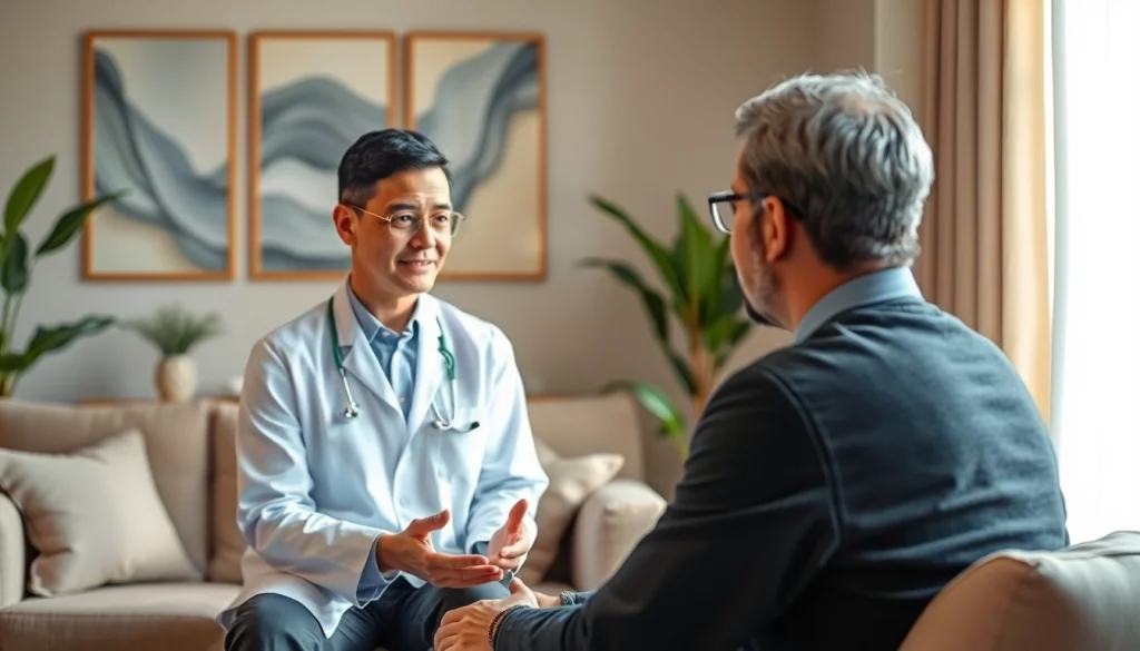 Consulting session with psychiatrist dubai in a calm, professional office.