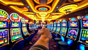 Experience the thrill of Slot Zeus, the ultimate slot machine game in a bustling casino atmosphere, ready to win.
