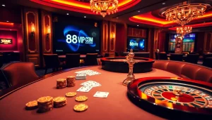 Engaging poker table scene representing 68VIP.COM with vibrant colors and excitement.