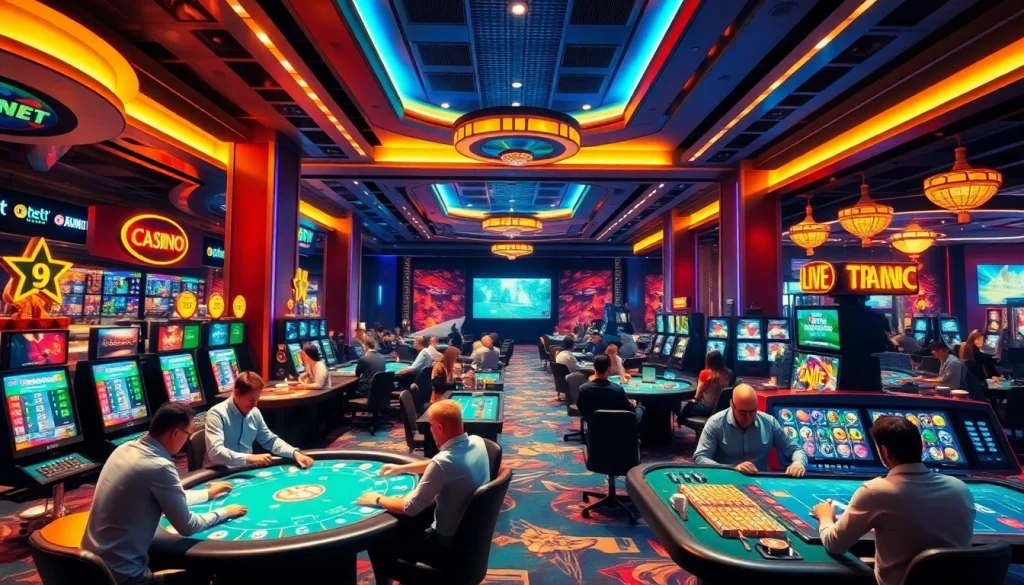 Vibrant online gaming scene showcasing diverse players engaged in casino activities at https://onew88.com/.