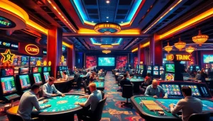 Vibrant online gaming scene showcasing diverse players engaged in casino activities at https://onew88.com/.