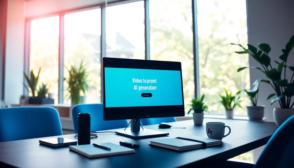 Generate video to prompt AI outputs in a vibrant modern workspace