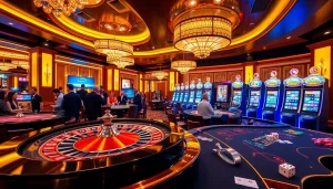 Experience the excitement of LC88 casino with vibrant games, roulette, and eager players.