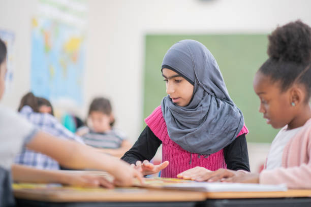 Elementary school kids in the classroom.