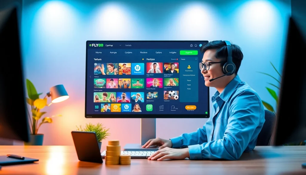 Fly88 online betting platform interface showcasing engaging features and customer support.