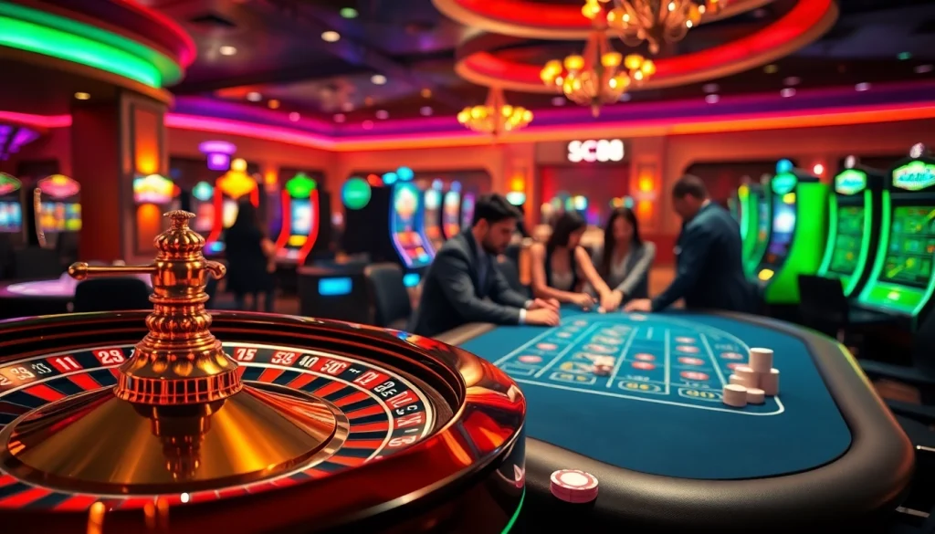 Experience the thrill of SC88's high-stakes casino excitement with vibrant roulette wheels and poker chips.
