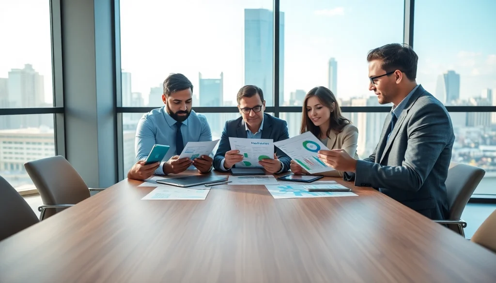 Addressing competitive intelligence faqs during team strategy meeting with digital reports.