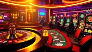 Experience thrilling gameplay at https://f168.law/ with exciting casino tables, roulette, and poker chips.