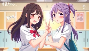 乳首カリカリ我慢ゲーム — 学校を舞台にした活発な少女と控えめな少女の遊び心ある挑戦