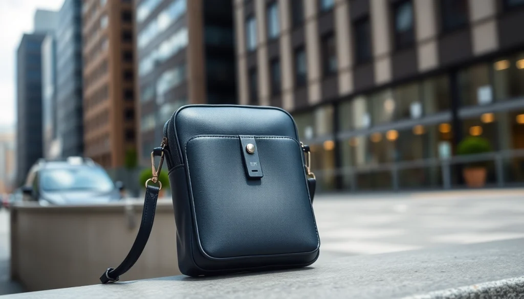 Handy Tasche abschließbar in urbaner Umgebung, die Sicherheit und Stil vereint.