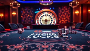 LUCK8 poker table scene showcasing vibrant casino atmosphere and gambling excitement.