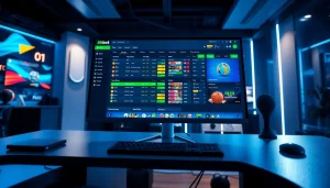 Interactive interface of 8kbet showcasing online betting options in a modern workspace.