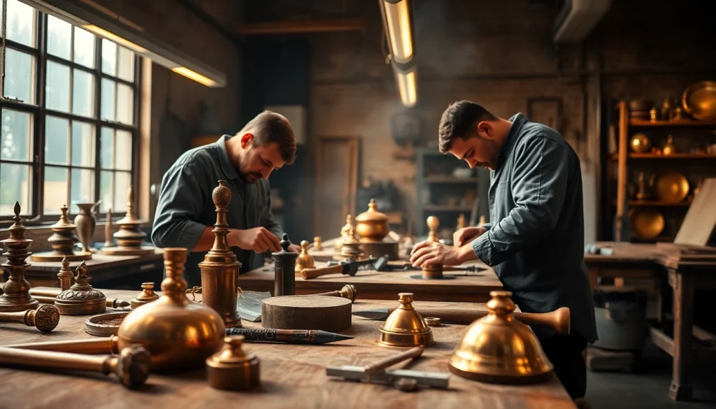 Produse de bara bronz fiind realizate cu precizie într-un atelier profesional
