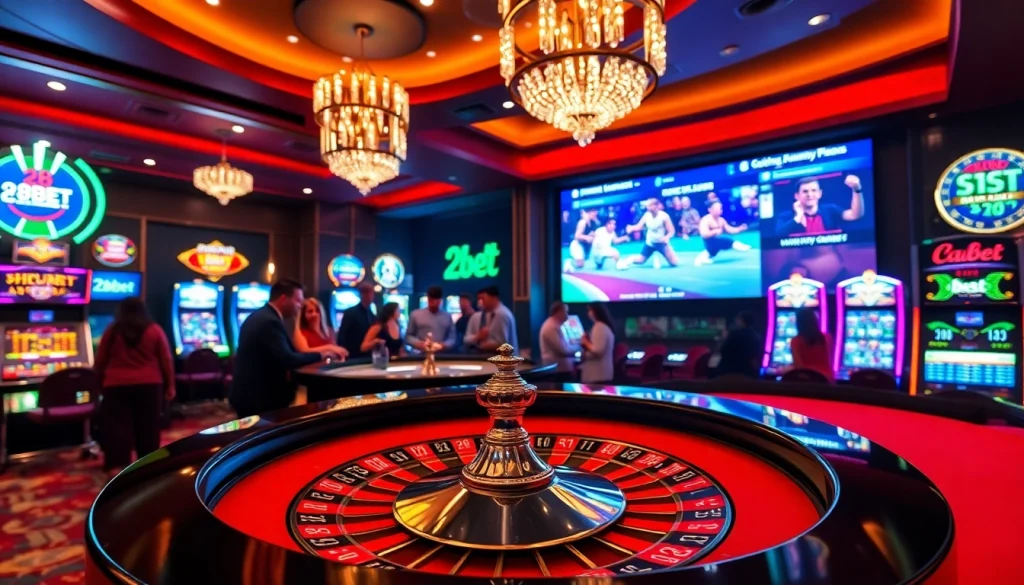 Experience a thrilling game of roulette at 28bet, with players eagerly placing bets at an elegant casino table.