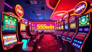 Exciting gaming environment showcasing 555win slot machines in a modern setting.
