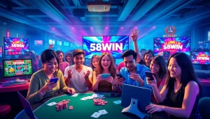 Exciting gaming experience at 58win with players enjoying diverse casino games.