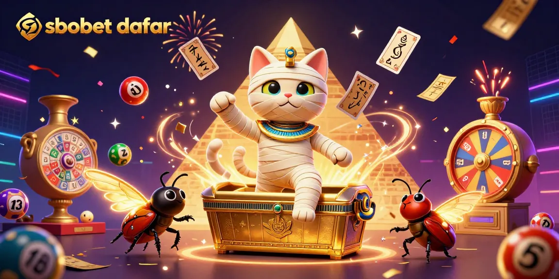 Engage in sbobet daftar with this vibrant, dynamic 3D casino illustration showcasing Egyptian theme and gaming elements.