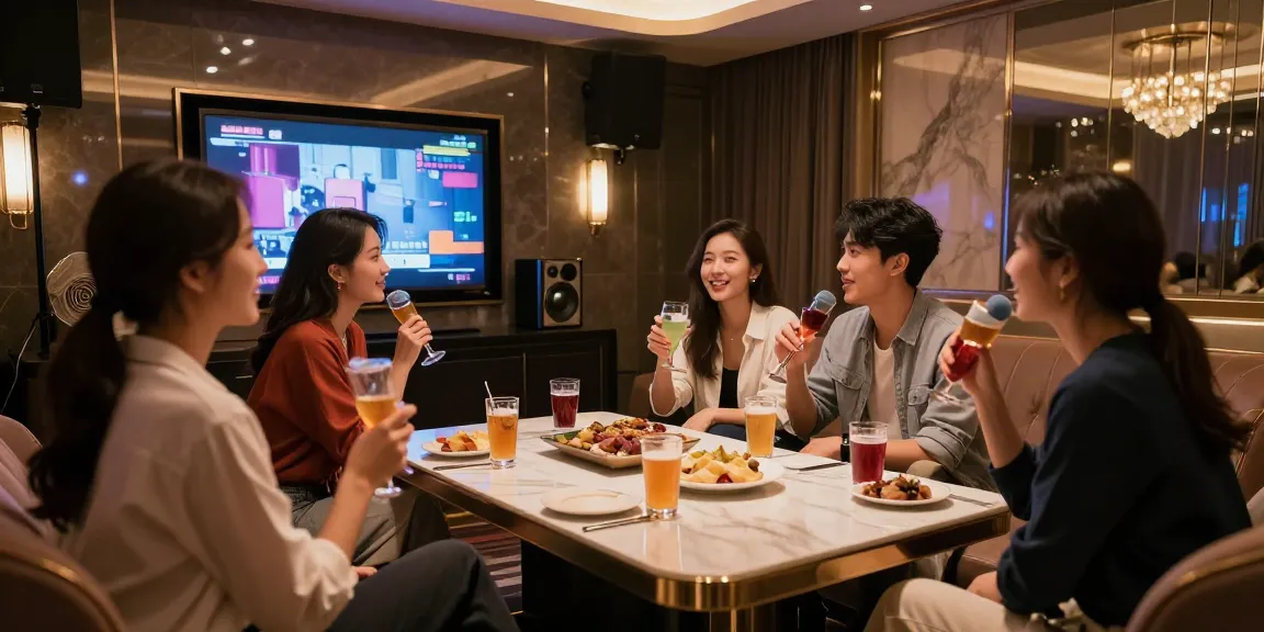 강남쩜오에서 고급스러운 분위기 속 친구들과 즐거운 시간을 보내는 모습