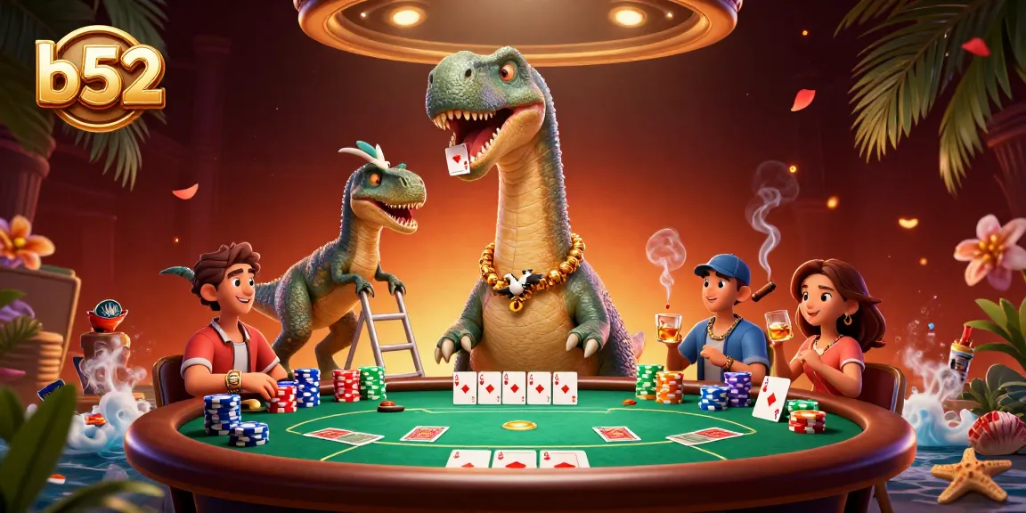 B52 players engaging in a vibrant poker scene, experiencing the thrill of high-stakes gaming.