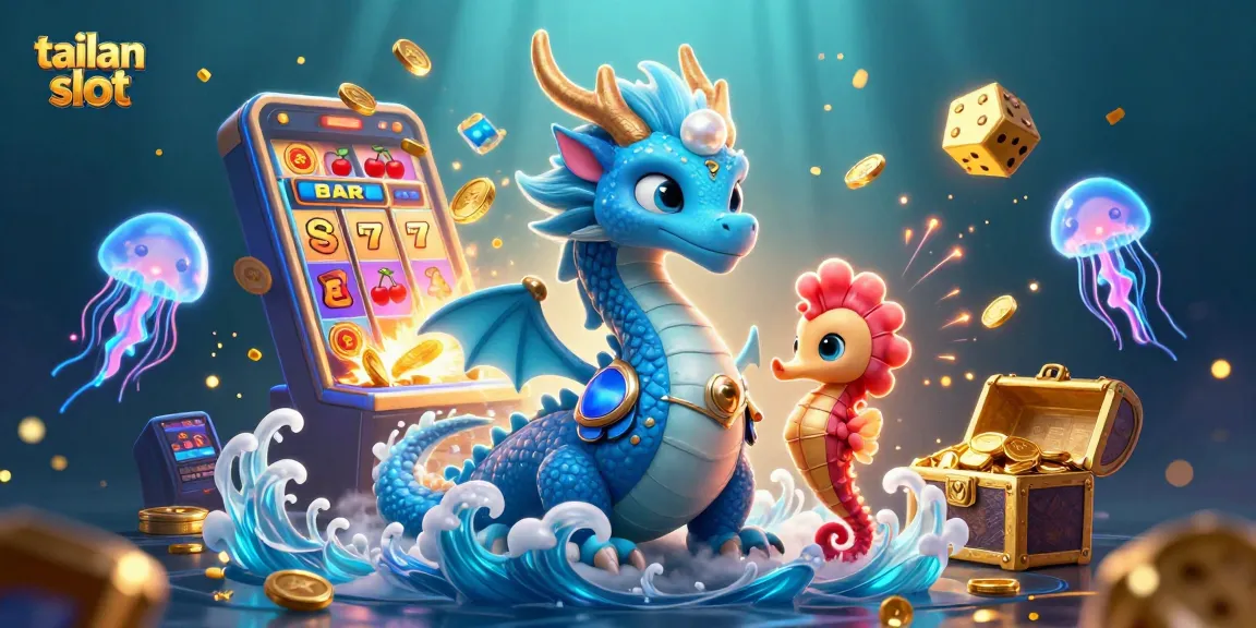 Spin winning jackpots with tailan slot in this vibrant 3D illustration of a mythical casino world.